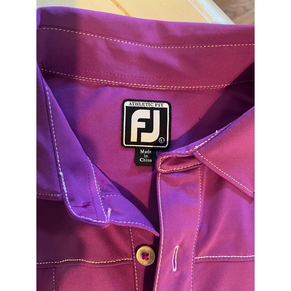 FootJoy FJ Mens Athletic Fit Golf Polo Shirt Purple Short Sleeve Large L